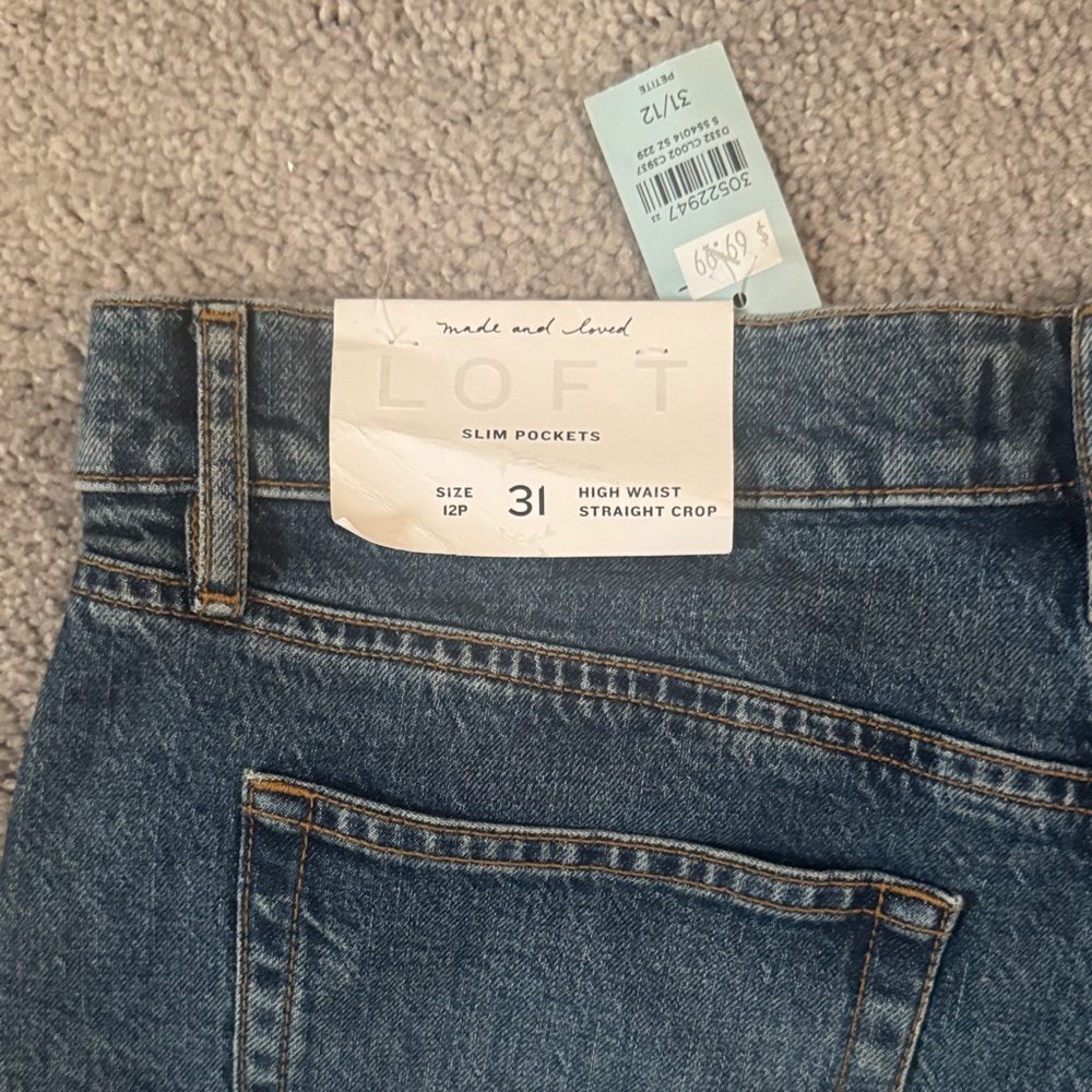 LOFT High-Rise Straight Crop Jeans - Medium Blue